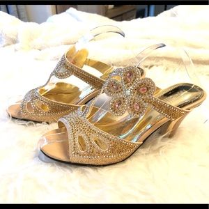 Jeweled Encrusted Heeled Sandals